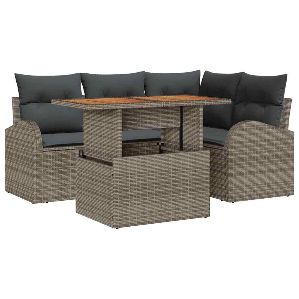 Havesofa Sæt med pude 5 pcs Grå