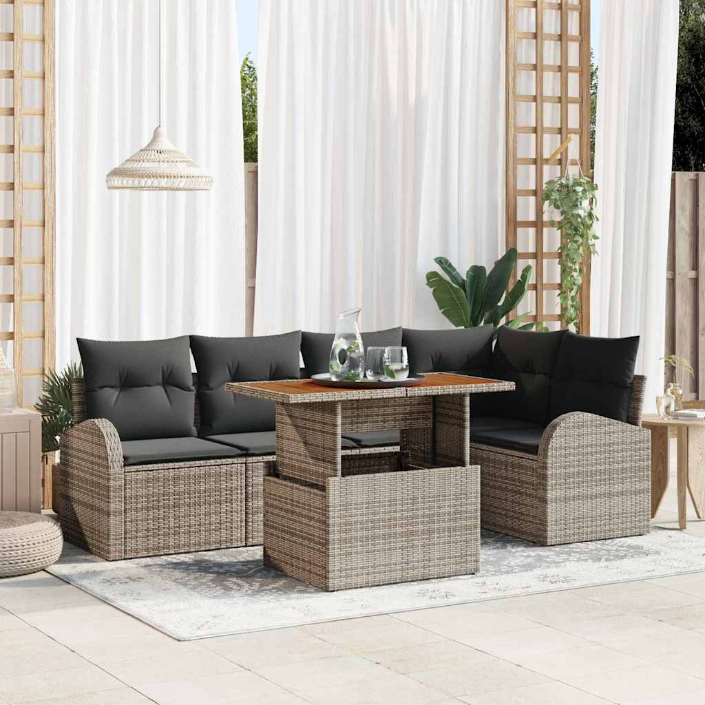 Havesofa Sæt med pude 6 pcs Grå