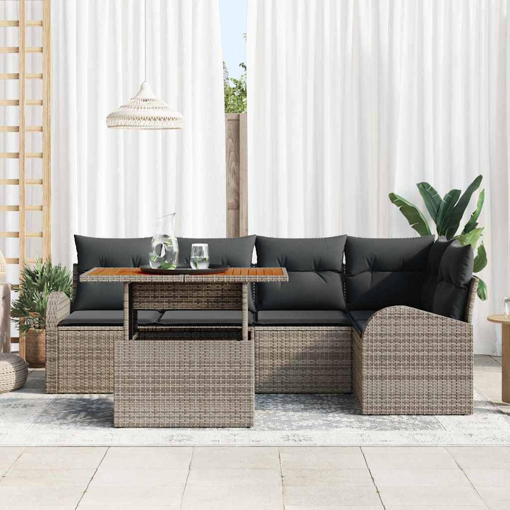 Havesofa Sæt med pude 6 pcs Grå