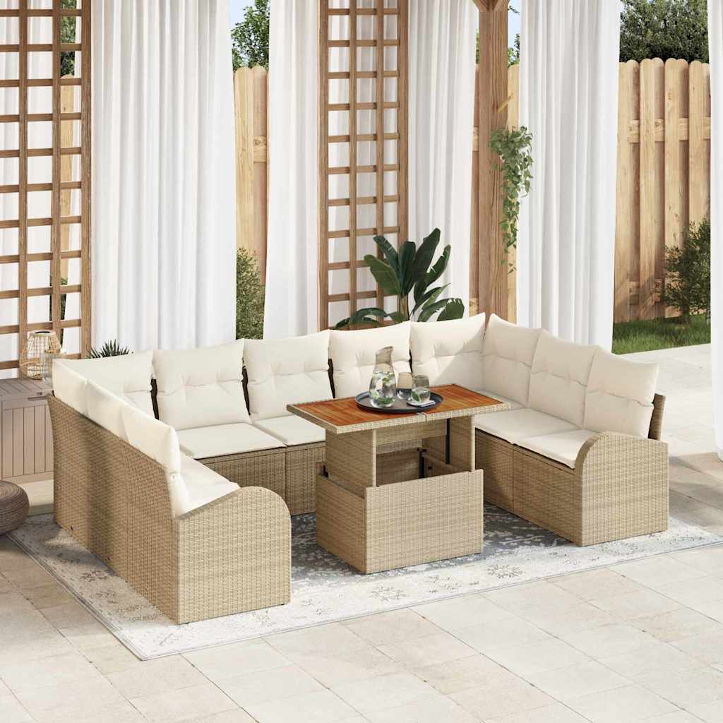 Havesofa Sæt med pude 10 pcs beige og cremefarvet