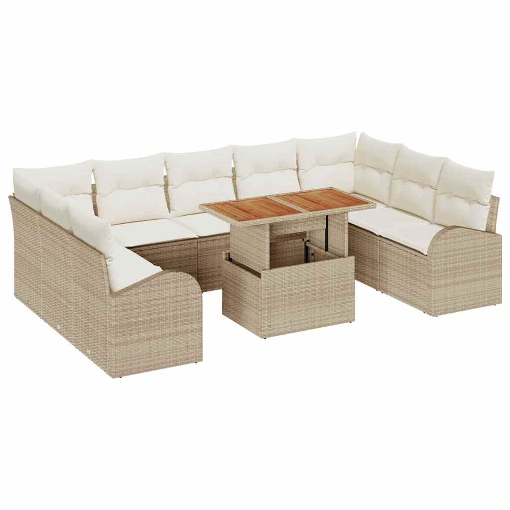Havesofa Sæt med pude 10 pcs beige og cremefarvet
