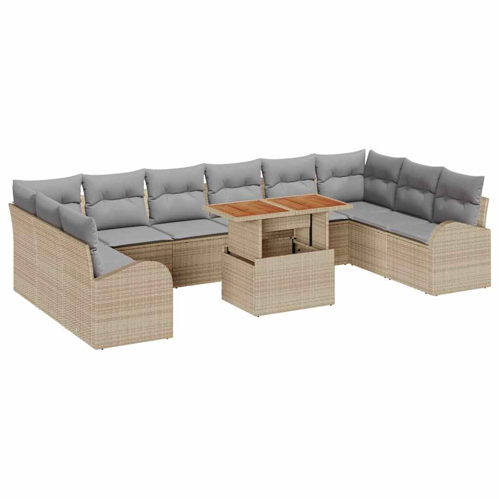 Havesofa Sæt med pude 11 pcs beige og lysegrå