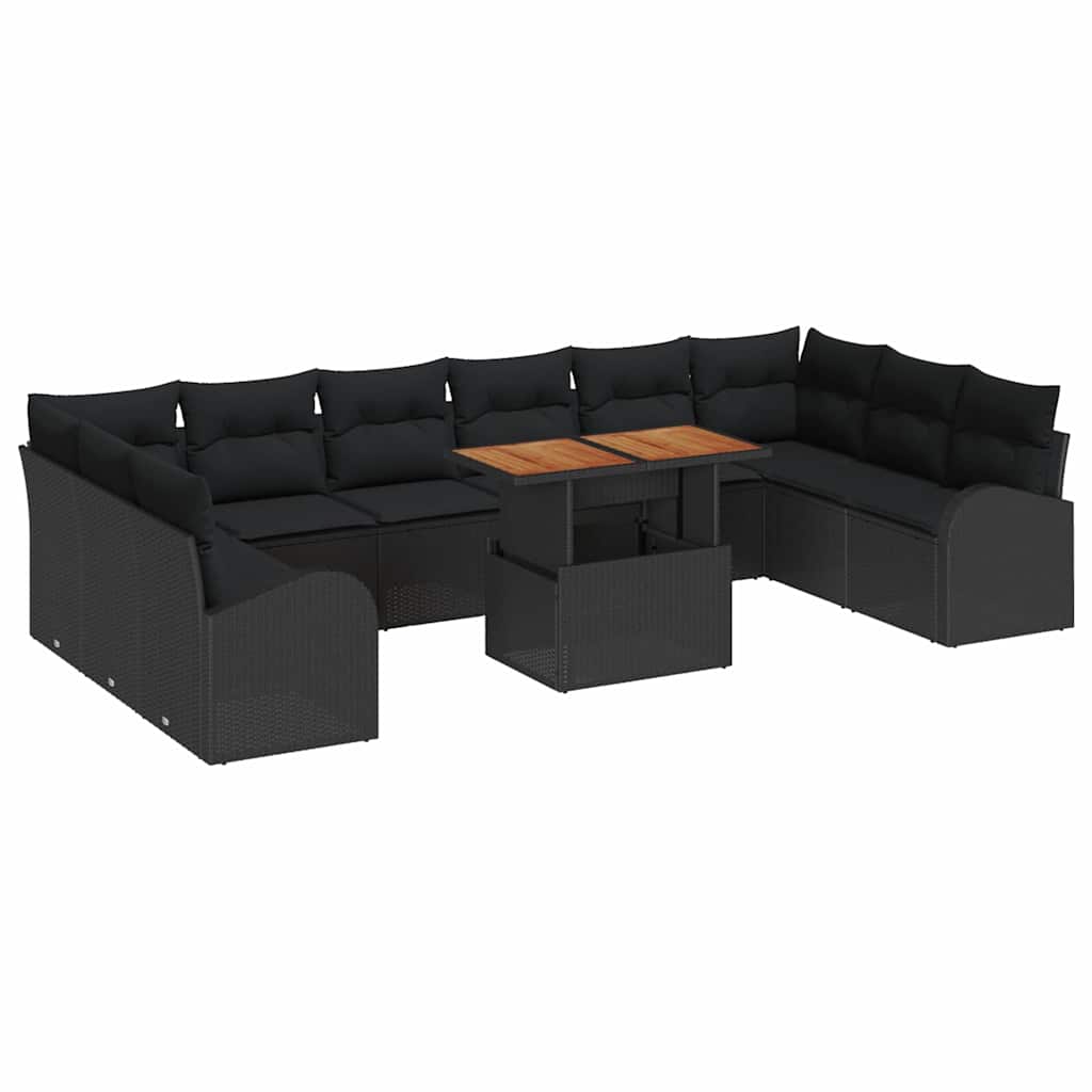 Havesofa Sæt med pude 11 pcs Sort