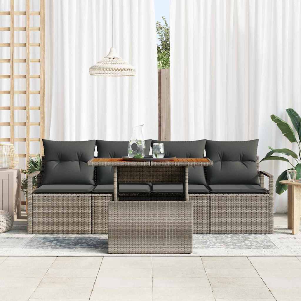 Havesofa Sæt med pude 5 pcs Grå