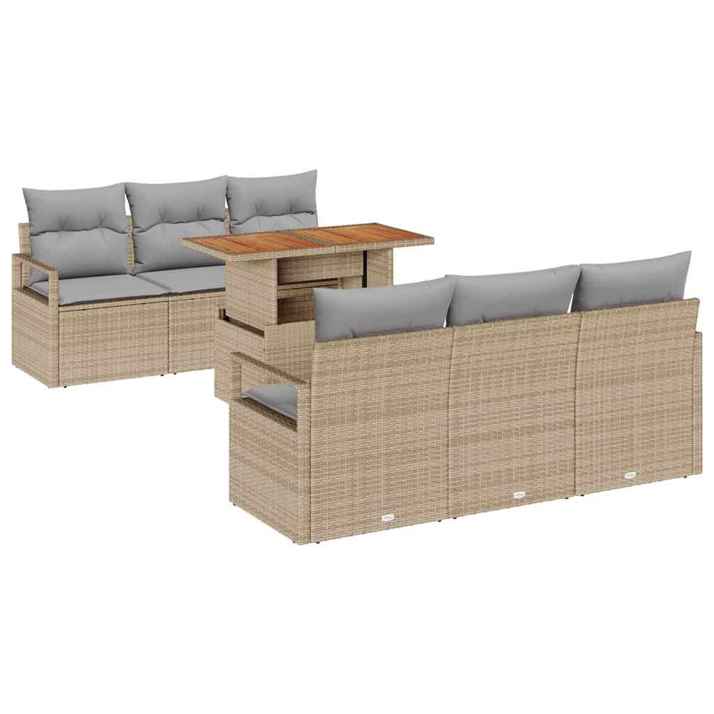 Havesofa Sæt med pude 7 pcs beige og lysegrå