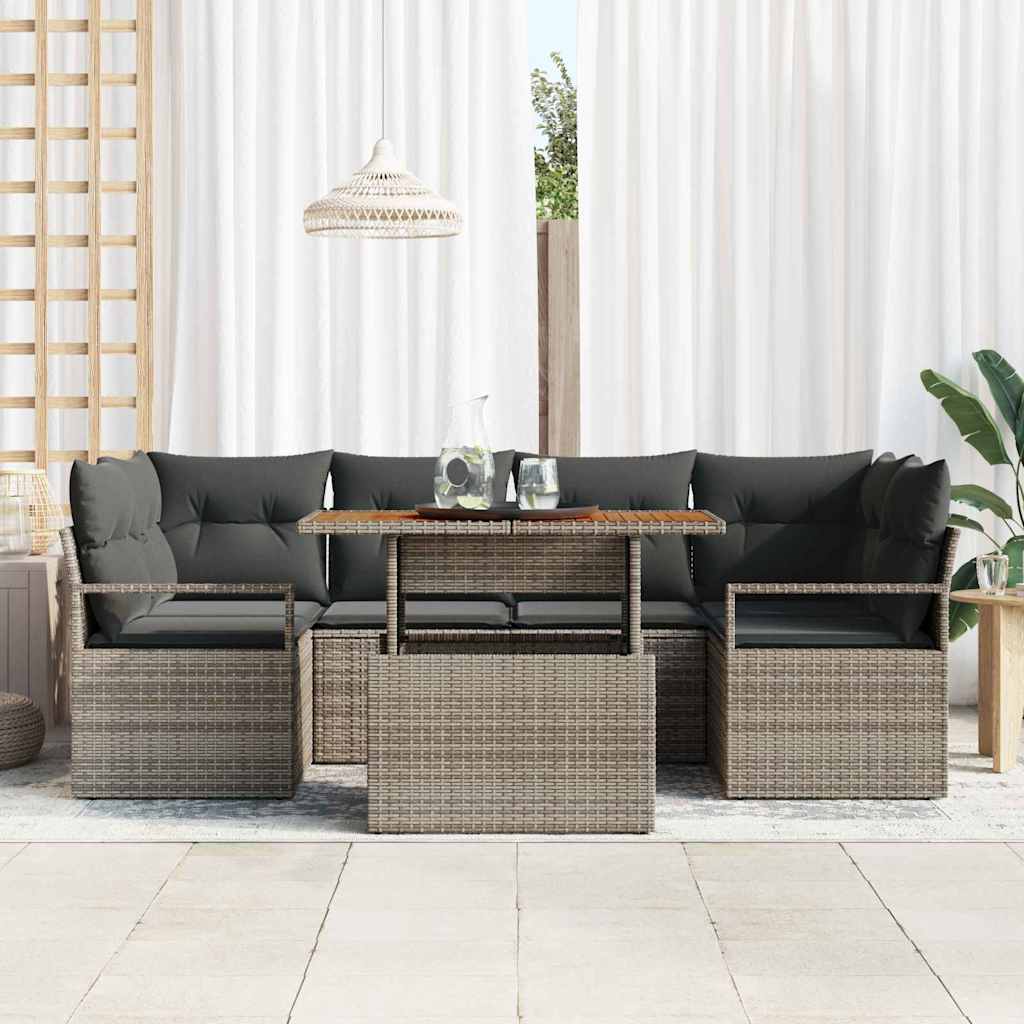 Havesofa Sæt med pude 7 pcs Grå