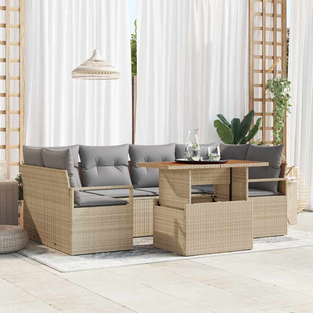 Havesofa Sæt med pude 7 pcs beige og lysegrå