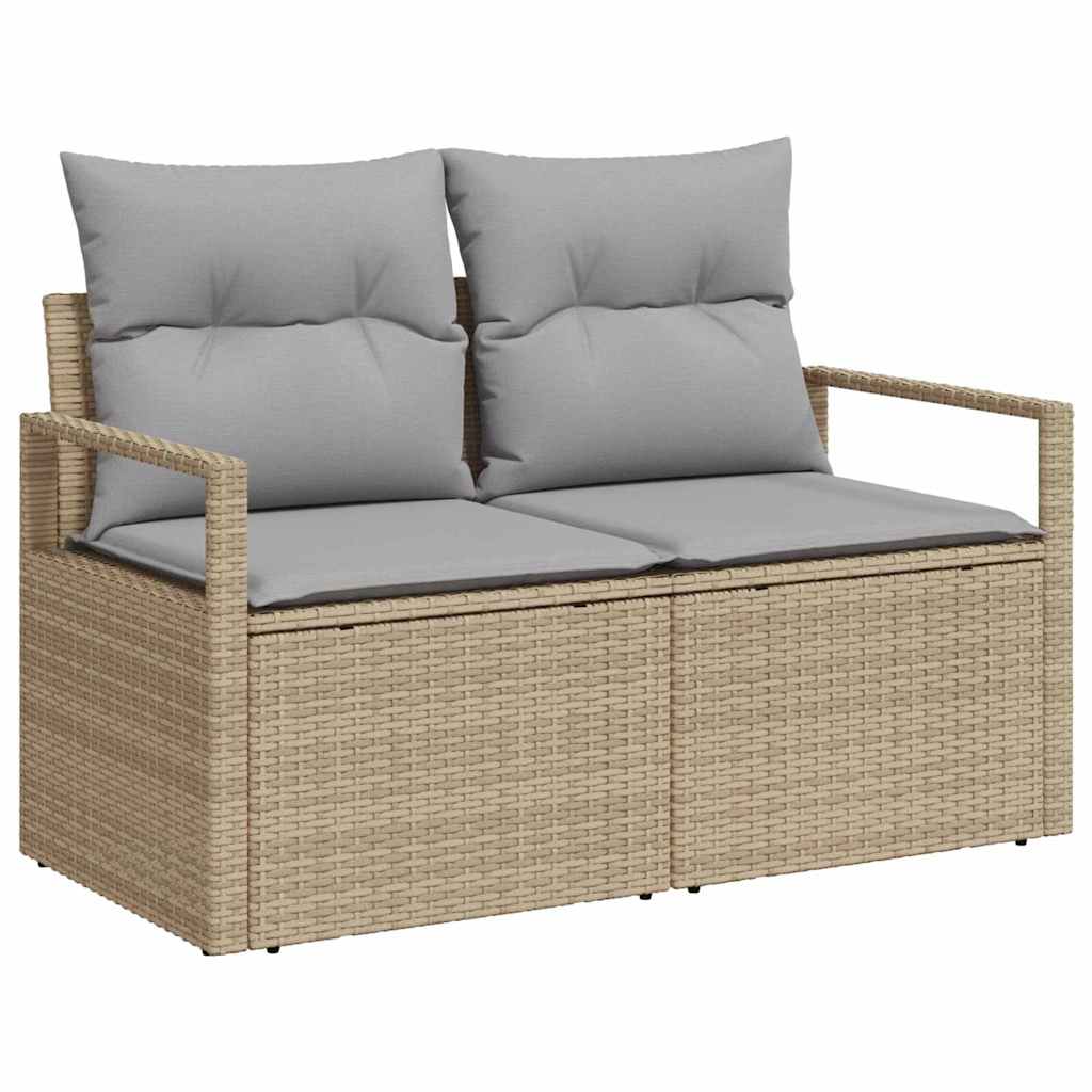 Havesofa Sæt med pude 7 pcs beige og lysegrå