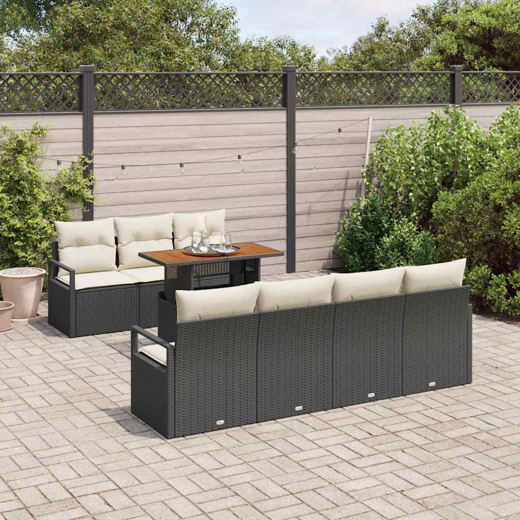 Havesofa Sæt med pude med pude 8 pcs Sort og Cream