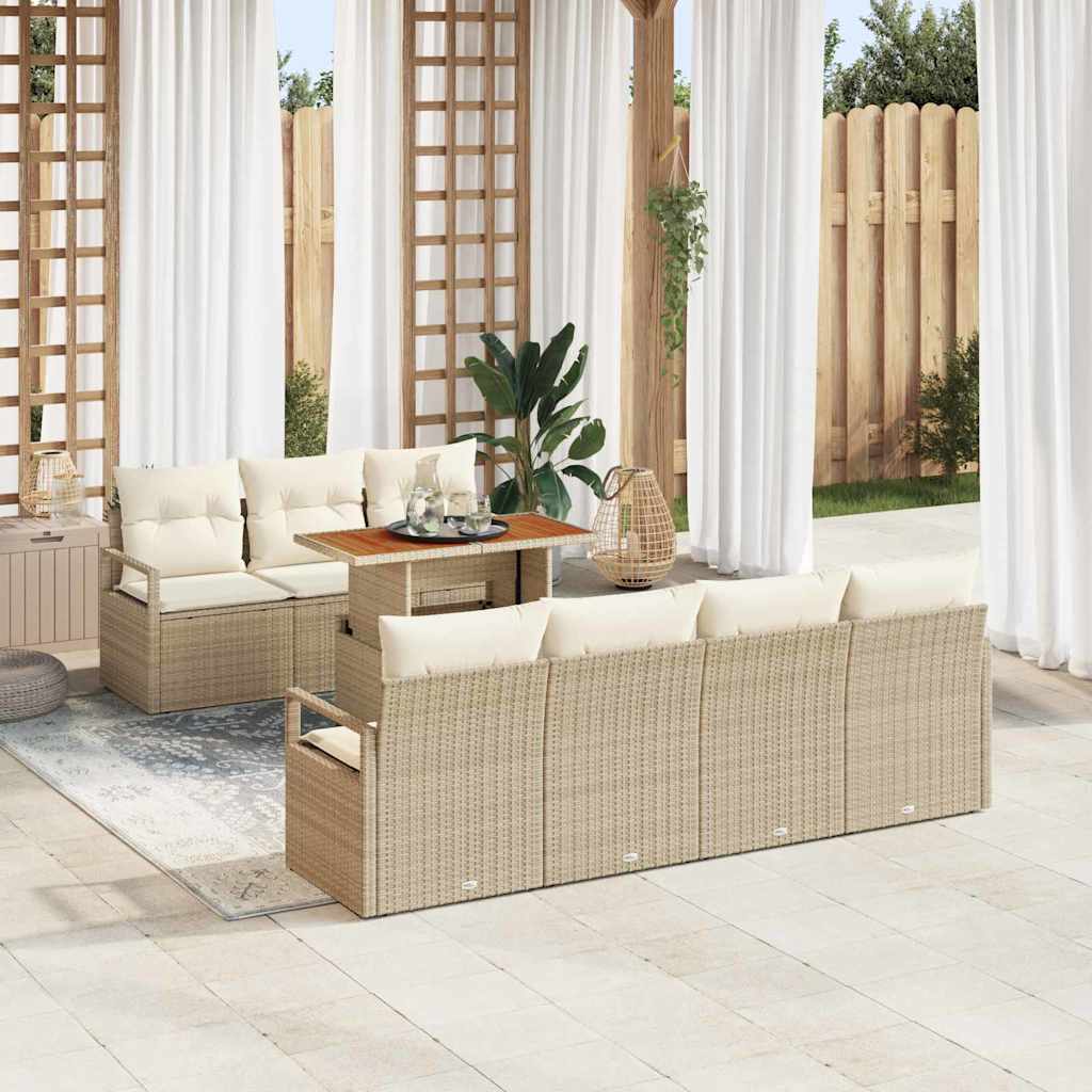 Havesofa Sæt med pude med pude 8 pcs Beige og creme
