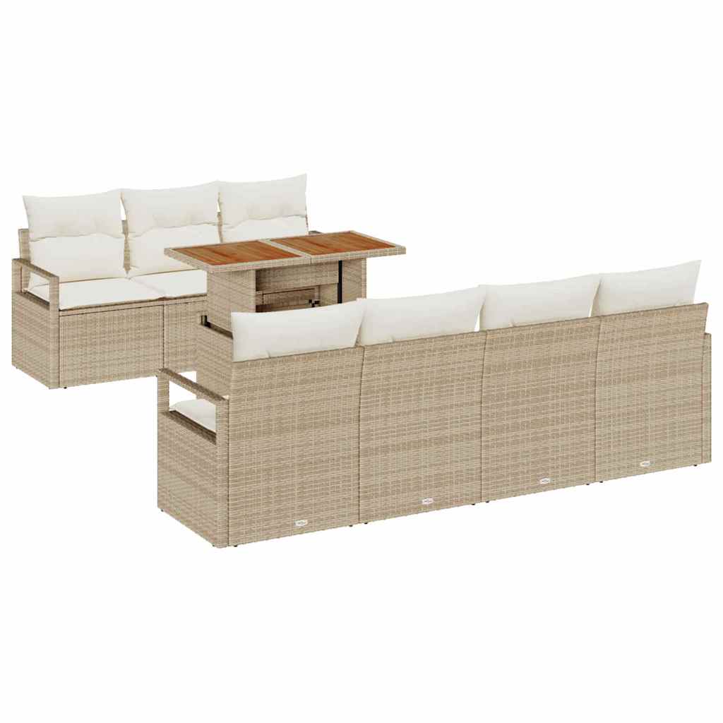 Havesofa Sæt med pude med pude 8 pcs Beige og creme