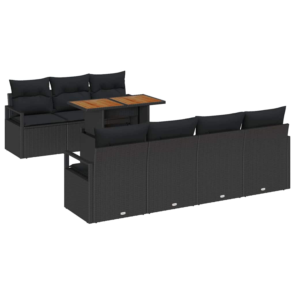Havesofa Sæt med pude med pude 8 pcs Sort og Brunt