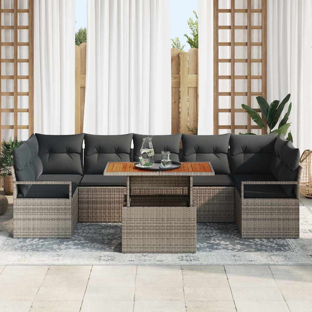 Havesofa Sæt med pude 8 pcs Grå og Brun
