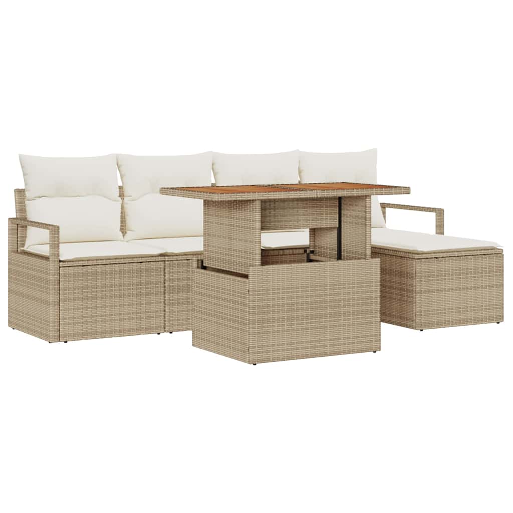 Havesofa Sæt 6 pcs Beige og creme