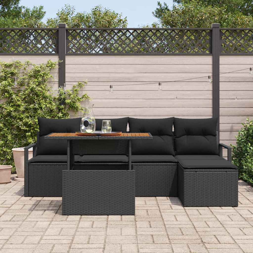 Havesofa Sæt 6 pcs Sort og Brunt