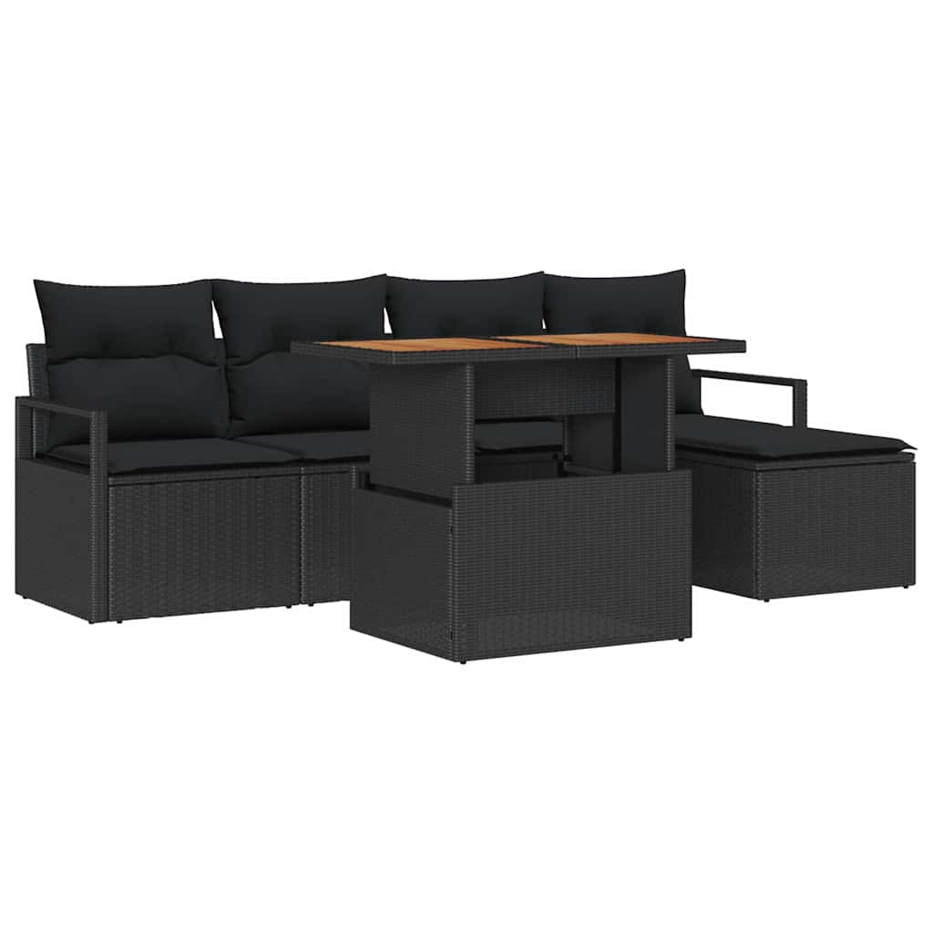 Havesofa Sæt 6 pcs Sort og Brunt