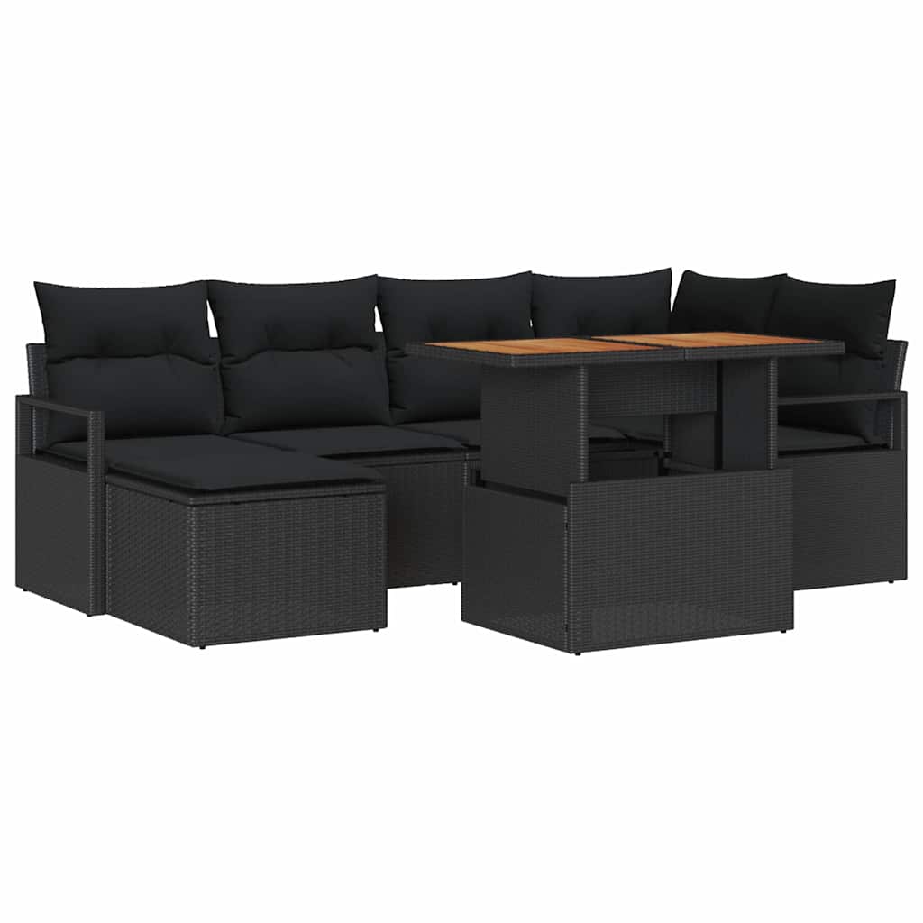 Havesofa Sæt 7 pcs Sort og Brunt