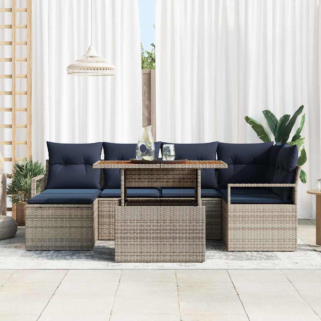 Have Spisebordssæt med pude 7 pcs Grå og Marineblå