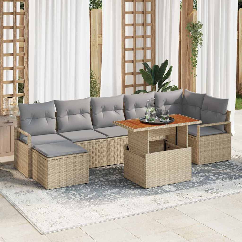 Have Spisebordssæt med pude 8 pcs Beige og grå