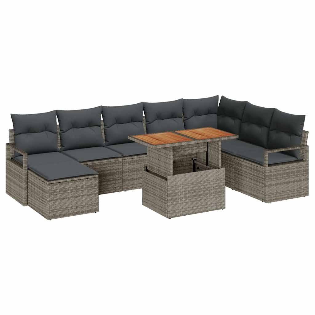 Havesofa Sæt med pude 9 pcs Grå og Brun
