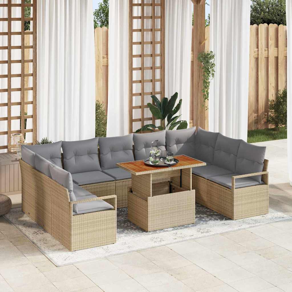 Havesofa Sæt med pude 10 pcs Beige og grå