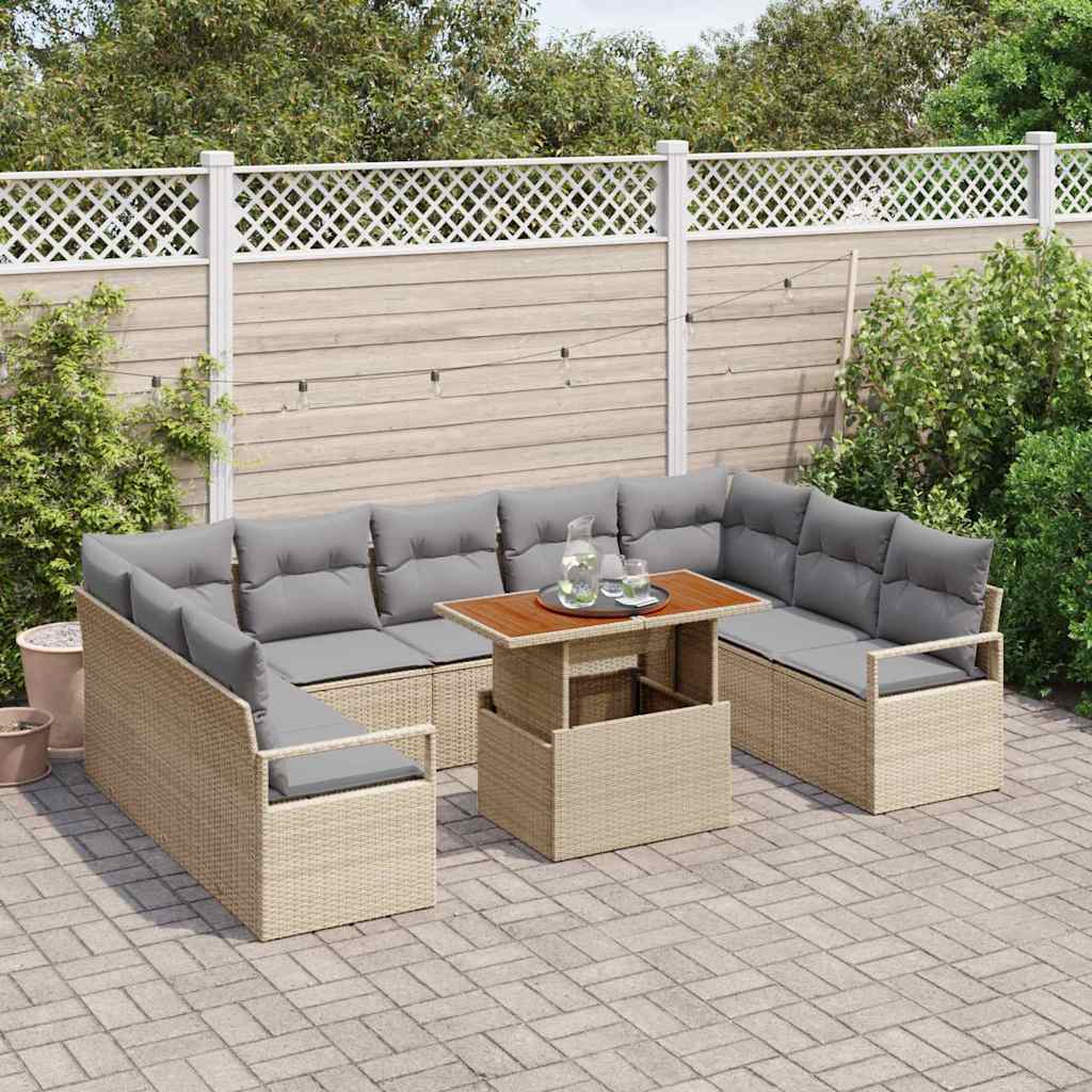 Havesofa Sæt med pude 10 pcs Beige og grå