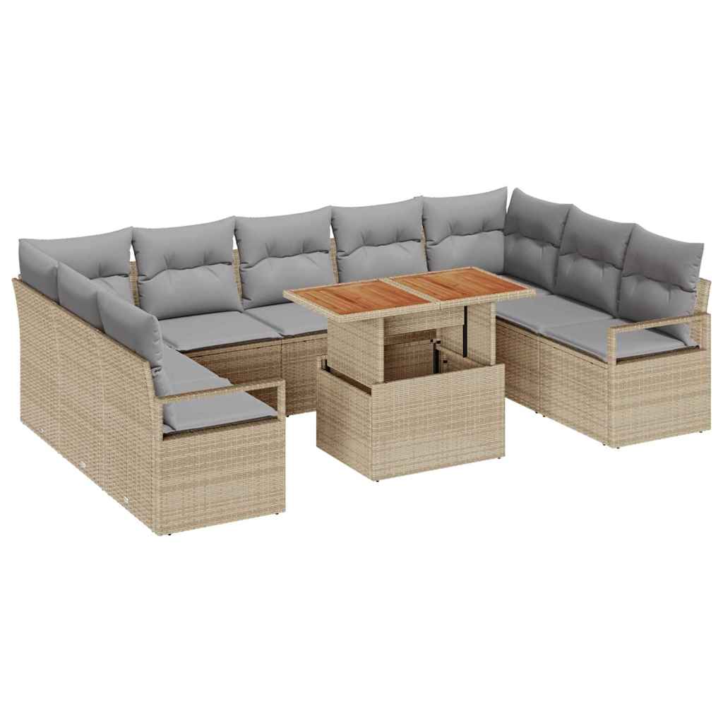 Havesofa Sæt med pude 10 pcs Beige og grå