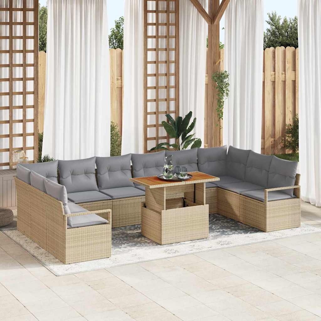 Havesofa Sæt med pude 11 pcs Beige og grå