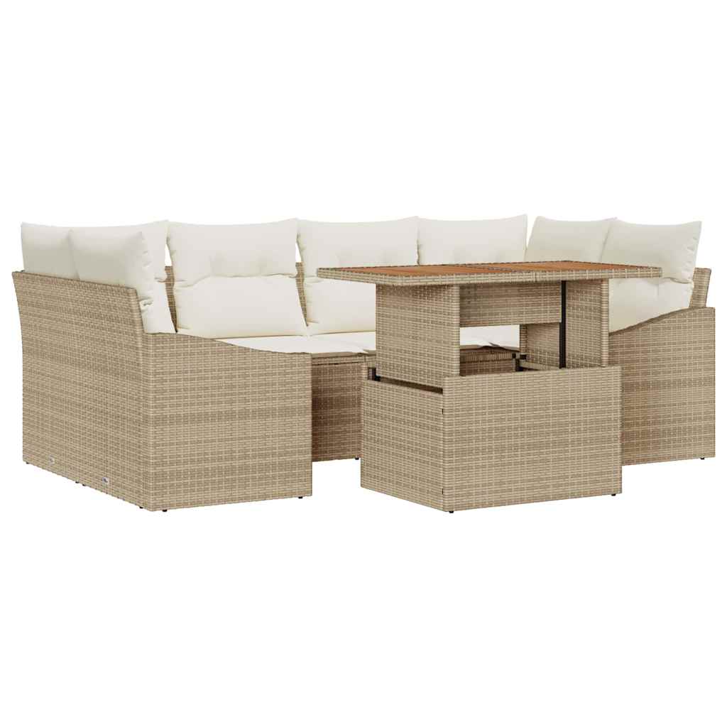 Havesofa Sæt 7 stk. Beige og creme