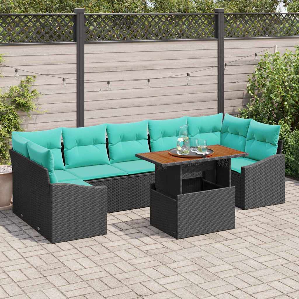 Have Spisebordssæt med pude 8 pcs Sort og Teal