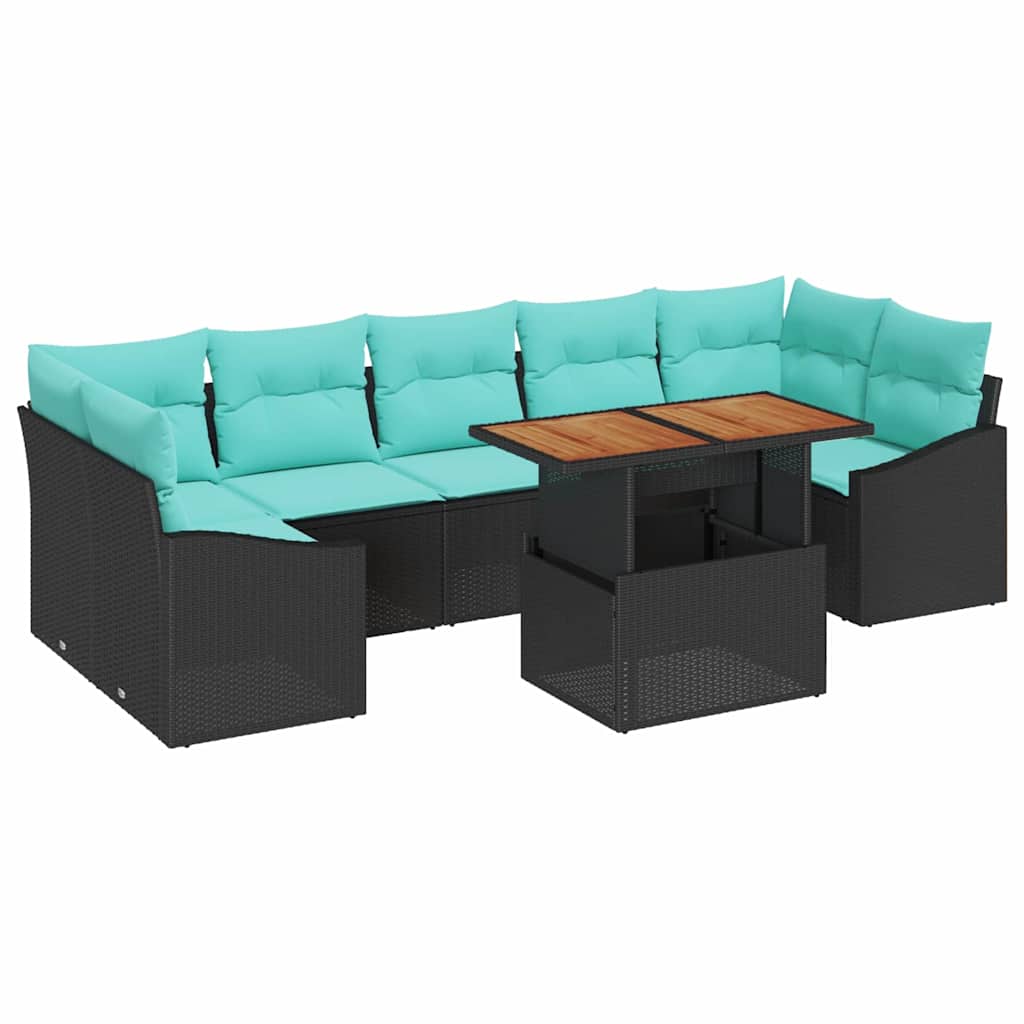 Have Spisebordssæt med pude 8 pcs Sort og Teal
