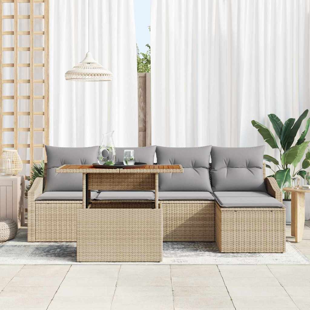 Havesofa Sæt 6 stk. Beige og grå