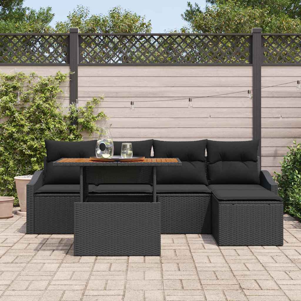 Havesofa Sæt 6 pcs Sort og Brunt