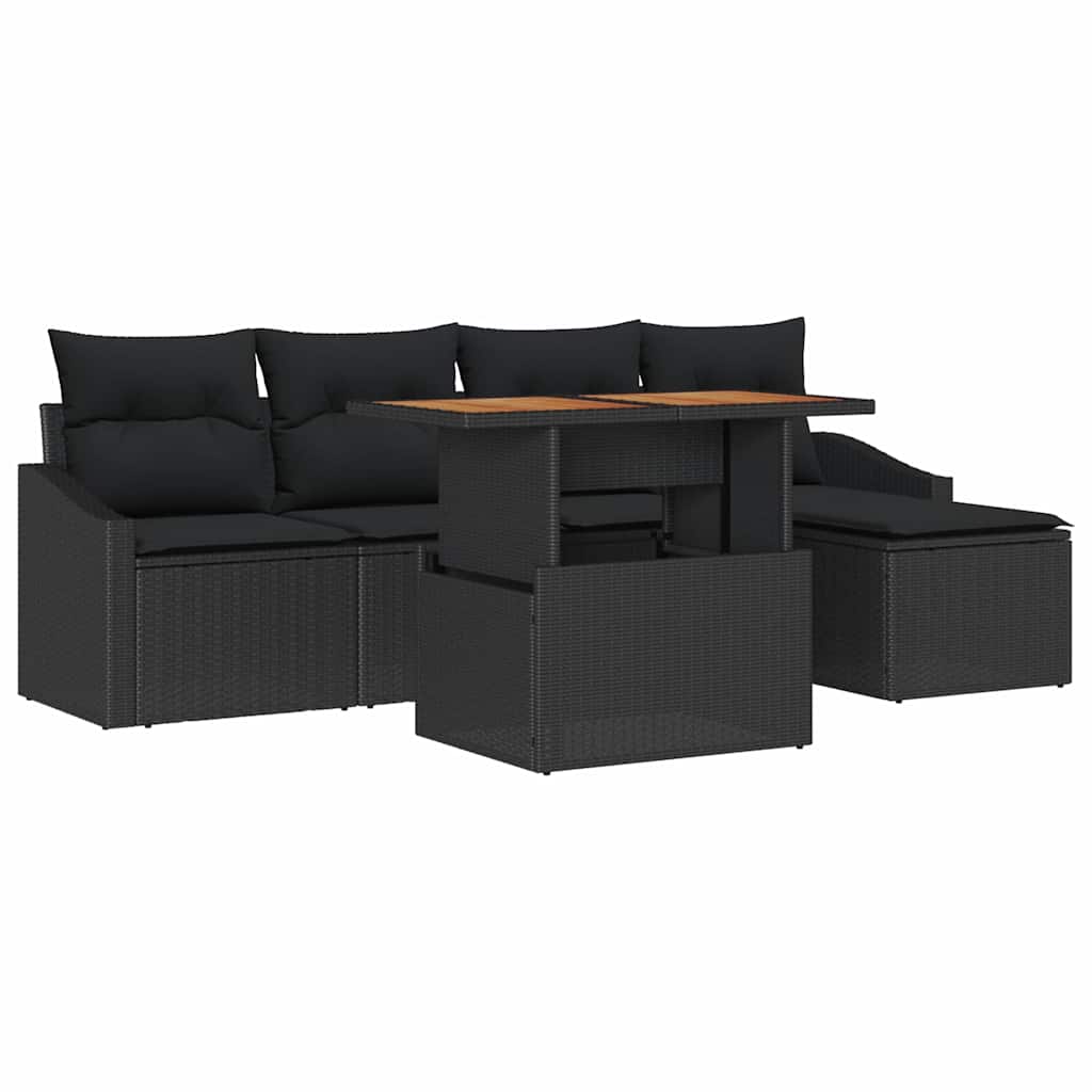 Havesofa Sæt 6 pcs Sort og Brunt