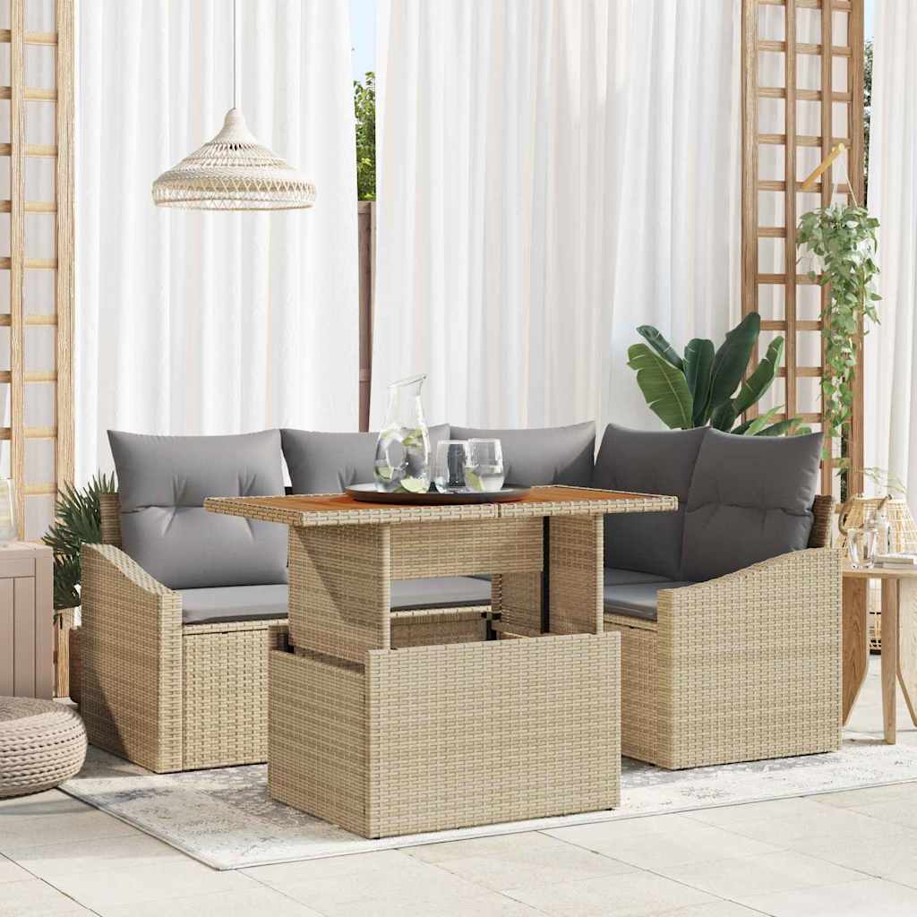 Havesofa Sæt 5 stk. Beige og grå