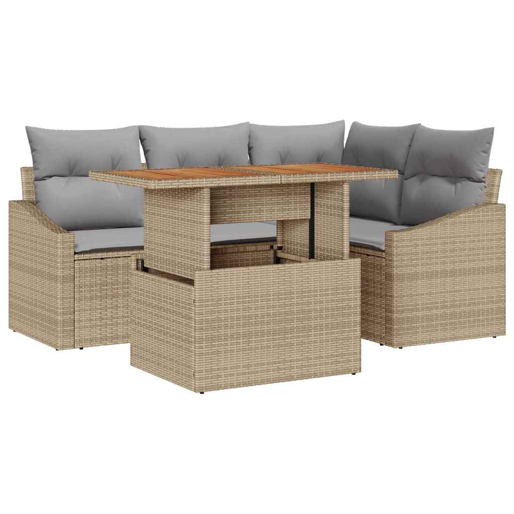 Havesofa Sæt 5 stk. Beige og grå