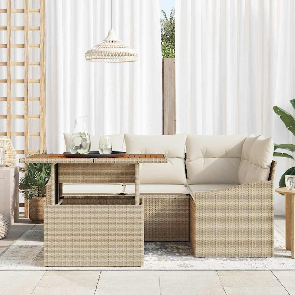 Havesofa Sæt 5 stk. Beige og creme