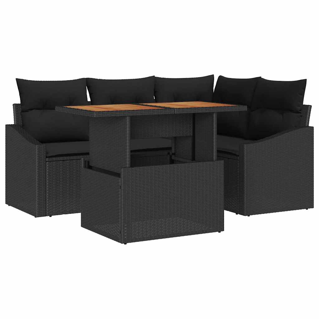 Havesofa Sæt 5 stk. Sort og Brunt