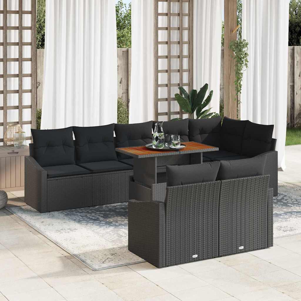 Havesofa Sæt med pude med pude 9 pcs Sort og Brunt