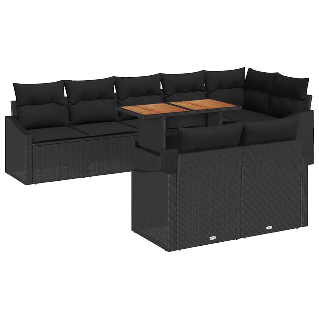 Havesofa Sæt med pude med pude 9 pcs Sort og Brunt