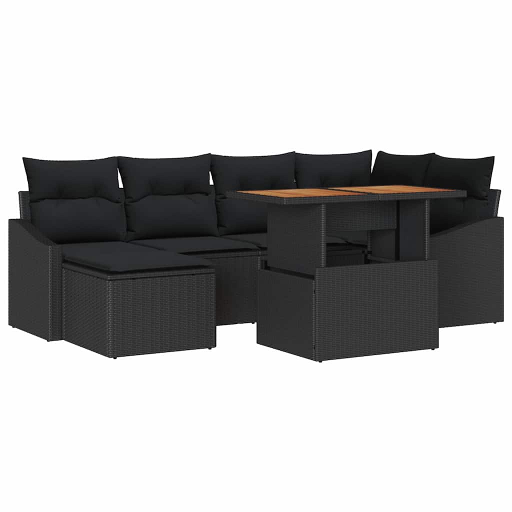 Havesofa Sæt 7 pcs Sort og Brunt