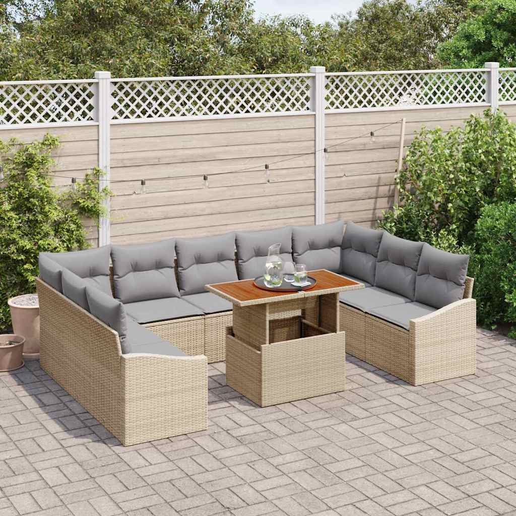 Have Spisebordssæt med pude 10 pcs Beige og grå