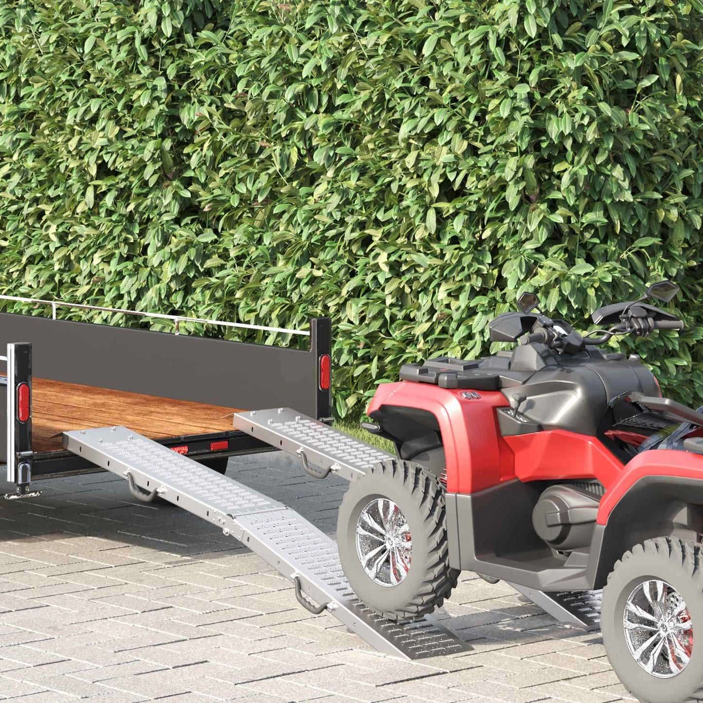Foldbar rampe 200kg pr. rampe 2 pcs Sølv 166 x 23 x 4,5 cm