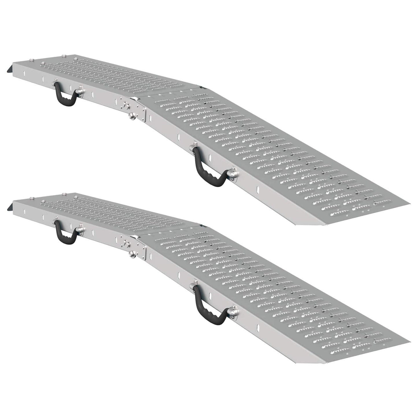 Foldbar rampe 200kg pr. rampe 2 pcs Sølv 166 x 23 x 4,5 cm