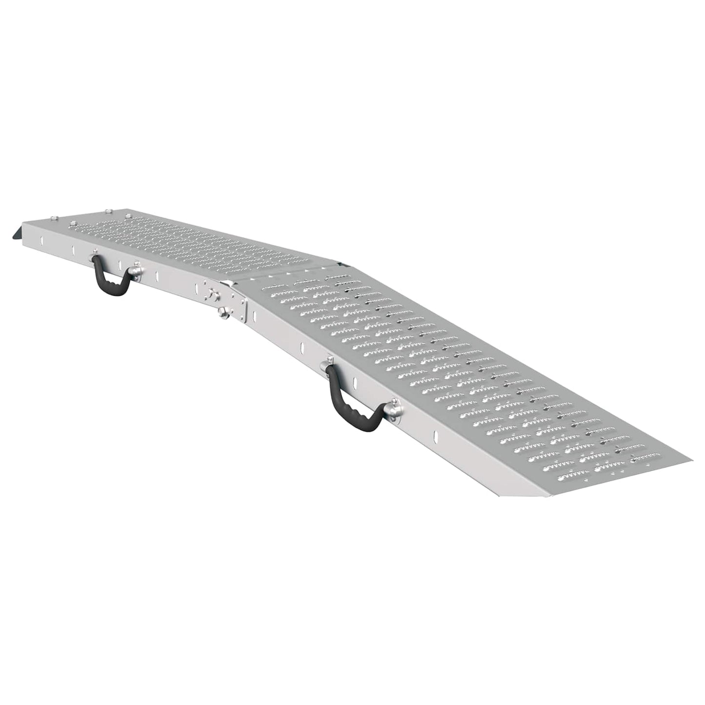 Foldbar rampe 200kg pr. rampe 2 pcs Sølv 166 x 23 x 4,5 cm