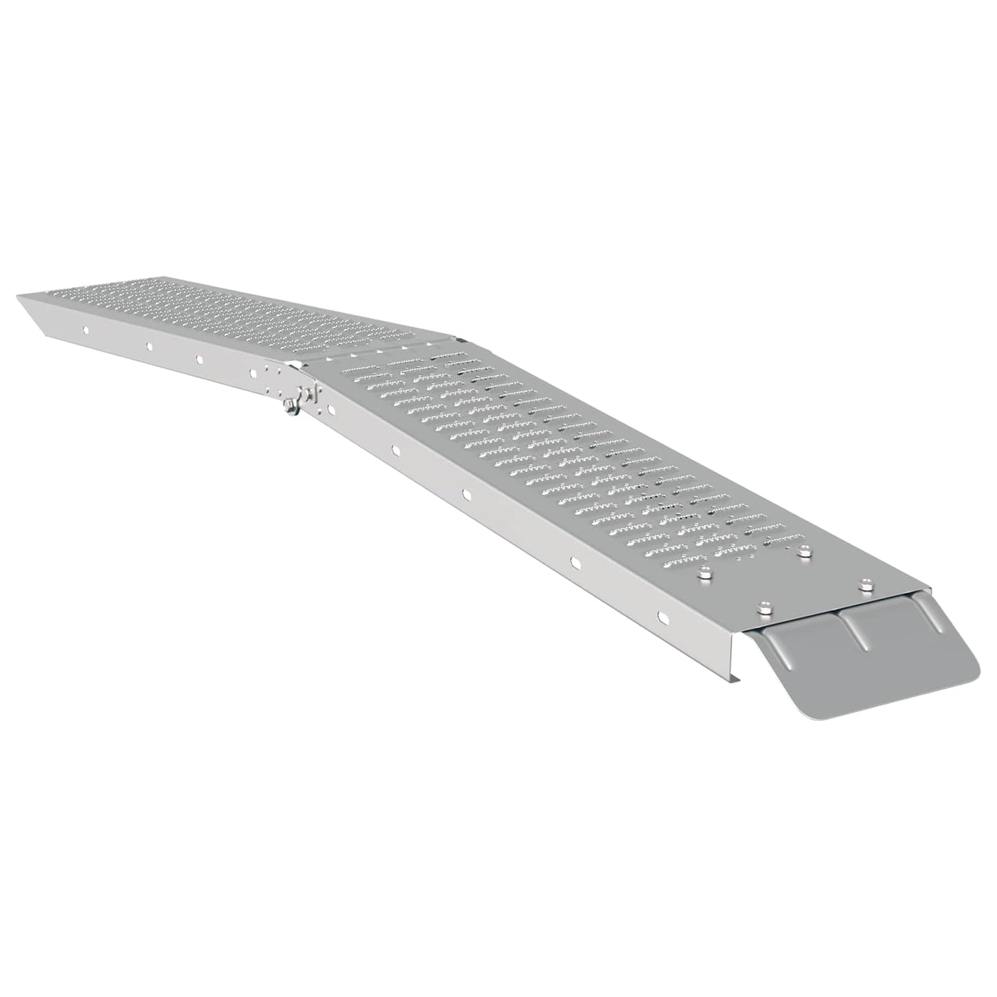 Foldbar rampe 200kg pr. rampe 2 pcs Sølv 166 x 23 x 4,5 cm
