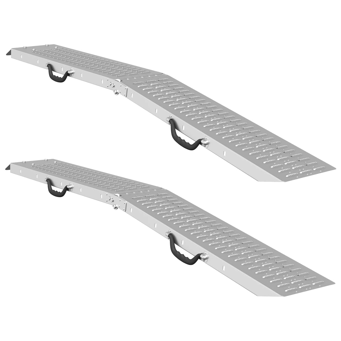 Foldbar rampe 200kg pr. rampe 2 pcs Sølv 186 x 23 x 4,5 cm