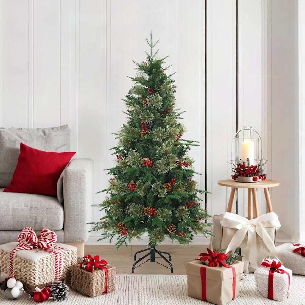 Kunstigt Hinged Juletræ med stativ Grøn 150 cm PVC, PE og Stål