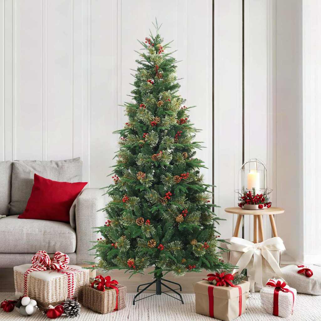 Kunstigt Hinged Juletræ med stativ Grøn 180 cm PVC, PE og Stål
