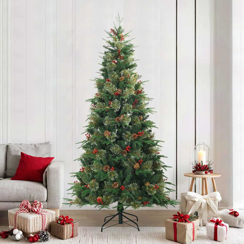 Kunstigt Hinged Juletræ med stativ Grøn 240 cm PVC, PE og Stål